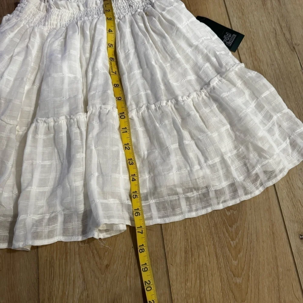 NWT Wild Fable white tiered flare lined mini skirt elastic waist patterned, M.
